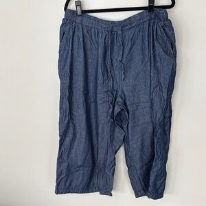 Woman Within Blue Chambray Capri Pants